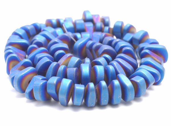12X5MM Matte Blue Hematite Gemstone Nugget Loose Beads 15.5 inch Full Strand (80000255-A46)