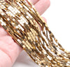 3X1MM Gold Hematite Gemstone Square Flat Loose Beads 16 inch Full Strand (80000290-A48)