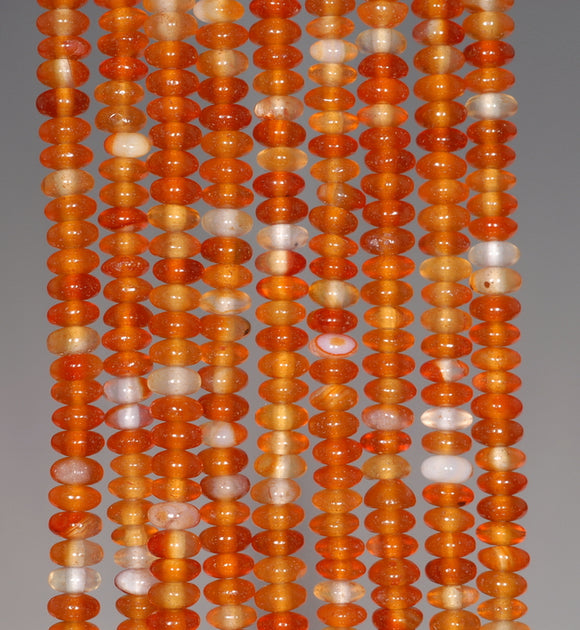 4X2MM Carnelian Orange Agate Gemstone Rondelle Loose Beads 15 inch Full Strand (80000465-A76)