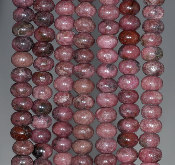 6X4MM Dark Pink Rhodonite Gemstone Rondelle Loose Beads 16 inch Full Strand (80000480-A75)