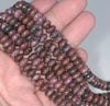 8X4MM Dark Pink Rhodonite Gemstone Rondelle Loose Beads 16 inch Full Strand (80000481-A75)