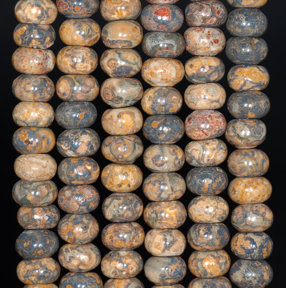 6X4MM Yellow Leopard Skin Gemstone Rondelle Loose Beads 16 inch Full Strand (80000546-A72)