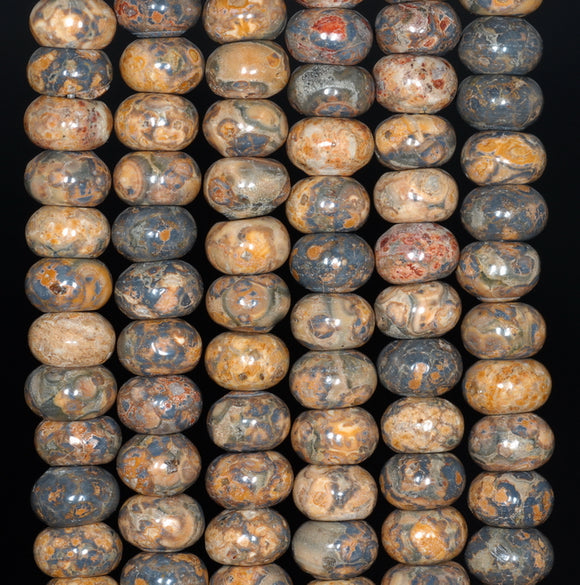 8X5MM Yellow Leopard Skin Gemstone Rondelle Loose Beads 16 inch Full Strand (80000547-A72)