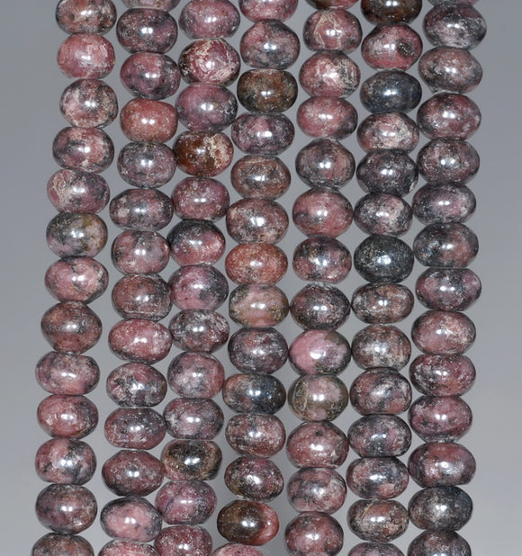 6X4MM Dark Pink Rhodonite Gemstone Rondelle Loose Beads 16 inch Full Strand (80000554-A73)
