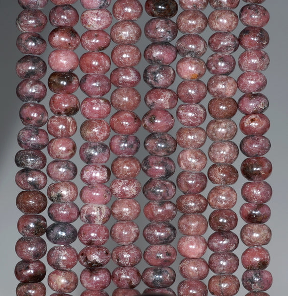 6X4MM Dark Pink Rhodonite Gemstone Rondelle Loose Beads 16 inch Full Strand (80000555-A73)