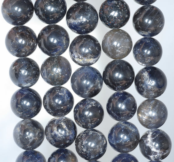 13MM Dark Blue Iolite Gemstone Grade A Round Loose Beads 7.5 inch Half Strand (80001173-A159)
