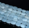 10X8MM Aquamarine Gemstone Grade AAA Flat Barrel Loose Beads 7.5 inch Half Strand (80001315 H-A110)