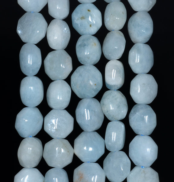 9MM Aquamarine Gemstone Grade A Hexagon Loose Beads 15.5 inch Full Strand (80001399-A105)