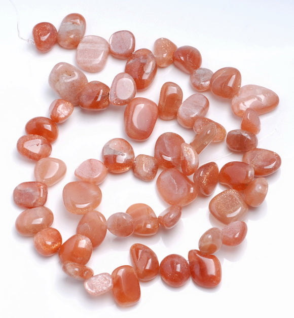 9-11MM Sunstone Gemstone Pebble Nugget Granule Loose Beads 7.5 inch Half Strand (80001840 H-A20)