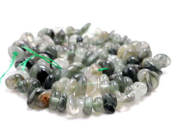 6-7MM Green Rutilated Quartz Gemstone Pebble Nugget Chip Loose Beads 15.5 inch (80001850-A25)
