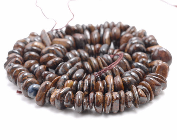 7-8MM Bronzite Gemstone Pebble Nugget Chip Loose Beads 7.5 inch (80001851 H-A25)
