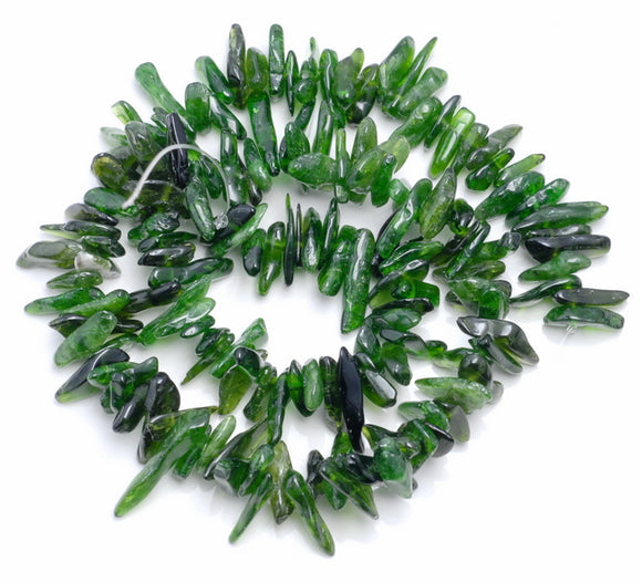 11-14MM Diopside Gemstone Stick Pebble Chip Loose Beads 7.5 inch (80001881 H-A23)