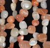 10-12MM Orange White Moonstone Gemstone Pebble Nugget Granule Loose Beads 15.5 inch Full Strand (80001891-A24)