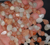 10-12MM Orange White Moonstone Gemstone Pebble Nugget Granule Loose Beads 15.5 inch Full Strand (80001891-A24)