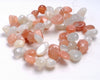 10-12MM Orange White Moonstone Gemstone Pebble Nugget Granule Loose Beads 15.5 inch Full Strand (80001891-A24)