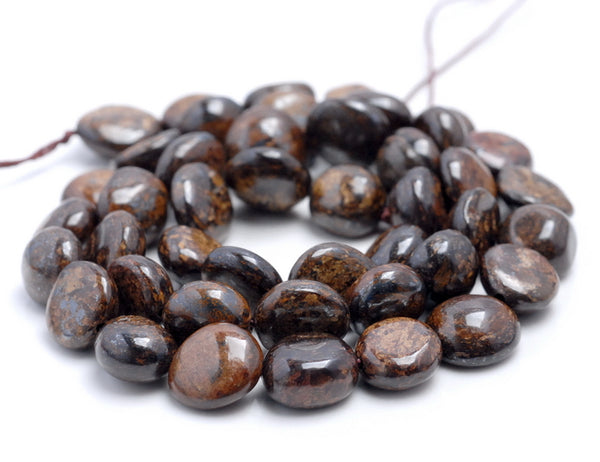 9-10MM Bronzite Gemstone Round Flat Nugget Loose Beads 16 inch Full Strand (80001921-A34)