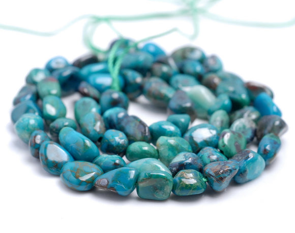 5-6MM Chrysocolla Gemstone Pebble Nugget Granule Loose Beads 7.5 inch Half Strand (80001932 H-A33)