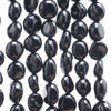 8-9MM Black Tourmaline Gemstone Round Flat Nugget Loose Beads 7.5 inch Half Strand (80001966 H-A30)