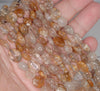 7-9MM Bronze Rutilated Quartz Gemstone Pebble Nugget Granule Loose Beads 7.5 inch Half Strand (80001974 H-A35)