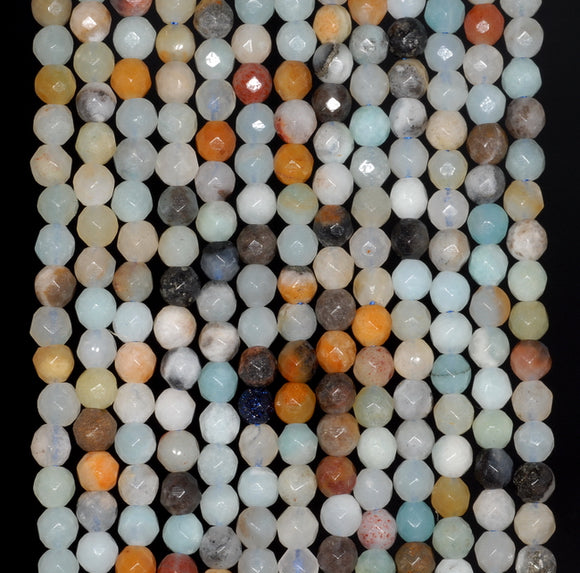 4MM Amazonite Gemstone Faceted Round Loose Beads 15 inch Full Strand (80002000-A65)