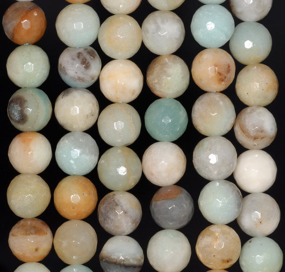 8MM Amazonite Gemstone Faceted Round Loose Beads 15 inch Full Strand (80002036-A65)