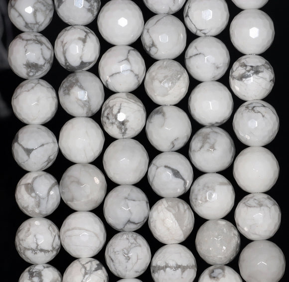 12MM Turquoise Howlite Gemstone Faceted Round Loose Beads 7.5 inch Half Strand (80002057 H-A62)