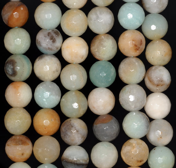 12MM Amazonite Gemstone Faceted Round Loose Beads 7.5 inch Half Strand (80002058 H-A65)