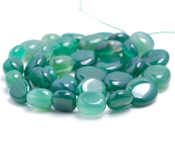 10-11MM Green Agate Gemstone Nugget Pebble Loose Beads 15.5 inch Full Strand (80002113-A8)