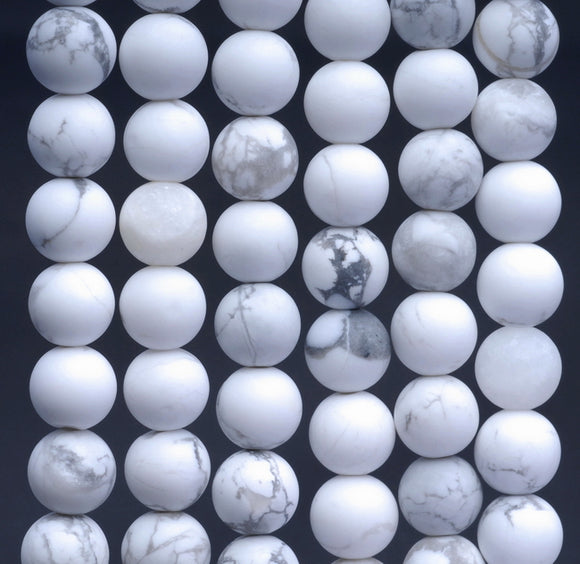 10MM Matte Howlite Gemstone Round Loose Beads 15 inch Full Strand (80002312-M12)