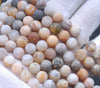 10MM Matte Bamboo Agate Gemstone Round Loose Beads 7.5 inch Half Strand (80002373-M10)