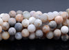 10MM Matte Bamboo Agate Gemstone Round Loose Beads 7.5 inch Half Strand (80002373-M10)