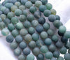10MM Matte Green Agate Gemstone Round Loose Beads 7.5 inch Half Strand (80002379-M10)