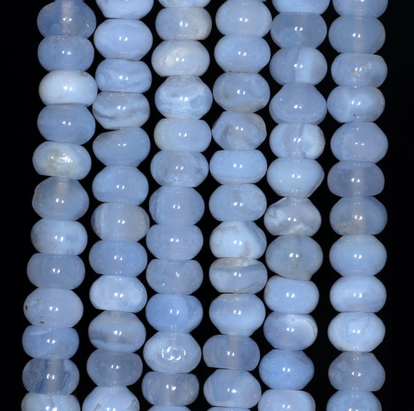 8x5MM Chalcedony Blue Agate Gemstone Grade AA Rondelle Loose Beads 7.5 inch Half Strand (80002729 H-A170)