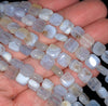 8X8MM Chalcedony Blue Agate Gemstone Square Loose Beads 7.5 inch Half Strand (80002758 H-A168)