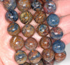 13MM Blue Brown Pietersite Gemstone Grade A Round Loose Beads 8 inch Half Strand (80003244-A82)