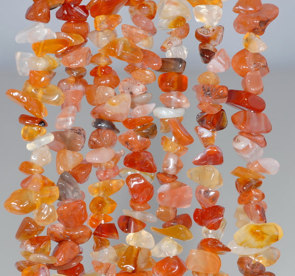 6-8MM Carnelian Red Agate Gemstone Pebble Chip Loose Beads 17 inch (80003254-A3)