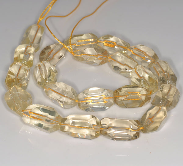 22X14-17X9MM Lemon Quartz Gemstone Grade AAA Faceted Nugget Loose Beads 7.5 inch Half Strand (80003287-B90)