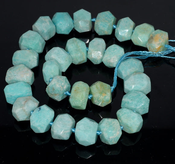 18X12-16X11MM Amazonite Gemstone Faceted Nugget Loose Beads 7.5 inch Half Strand (80003311-B91)
