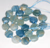 13-X14MM Blue Calcite Gemstone Faceted Round Nugget Loose Beads 7.5 inch Half Strand (80003316-B91)