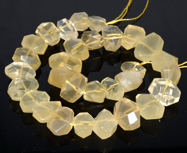 18X13-17X12MM Lemon Quartz Gemstone Faceted Nugget Loose Beads 7.5 inch Half Strand (80003317-B91)