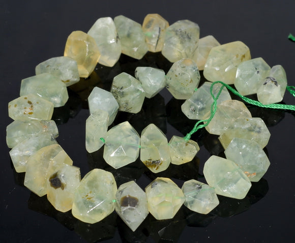 18X15-14X9MM Phrenite Gemstone Faceted Nugget Loose Beads 7.5 inch Half Strand (80003321-B91)