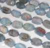 20X14-18X10MM Aquamarine Gemstone Faceted Nugget Loose Beads 7.5 inch Half Strand (80003323-B91)