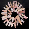 38X9-19X8MM Pink Opal Gemstone Grade A Graduated Stick Loose Beads 16 inch Full Strand (80003348-B88)