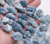 28X21-17X15MM Blue Aquamarine Gemstone Grade AAA Rough Nugget Loose Beads 7.5 inch Half Strand (80003355-B86)
