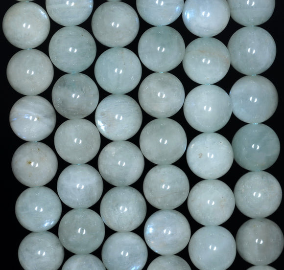10-11MM Green Moonstone Gemstone Grade AA Round Loose Beads 15.5 inch Full Strand (80003482-A79)