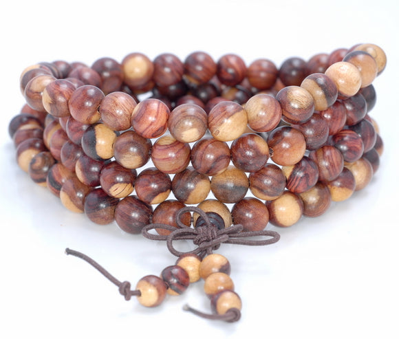 8MM Yellow Brown Sandalwood Round Loose Beads 34 inch (80003629-W4)