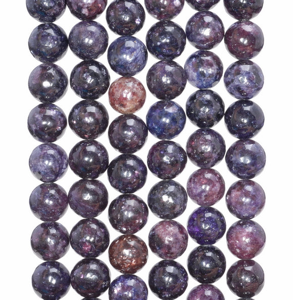 7-8MM Dark Purple Lepidolite Gemstone Grade AA Round Loose Beads 7 inch Half Strand (80003776-B93)