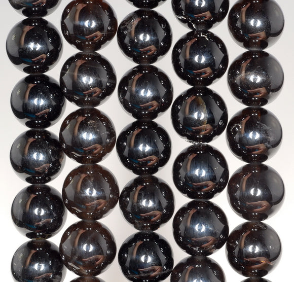 12MM Rare Black Rock Crystal Gemstone Grade AAA Round Loose Beads 7.5 inch Half Strand (80003787 H-B95)