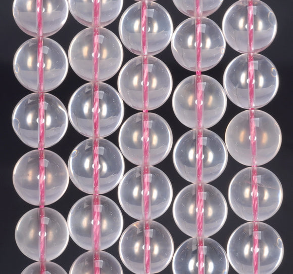 10-11MM Translucent Pink Mozambique Rose Quartz Gemstone Grade AAA Round Loose Beads 7.5 inch Half Strand (80003869-B102)