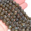 10MM Dark Brown Labradorite Gemstone Round Loose Beads 15.5 inch Full Strand (80003908-B99)